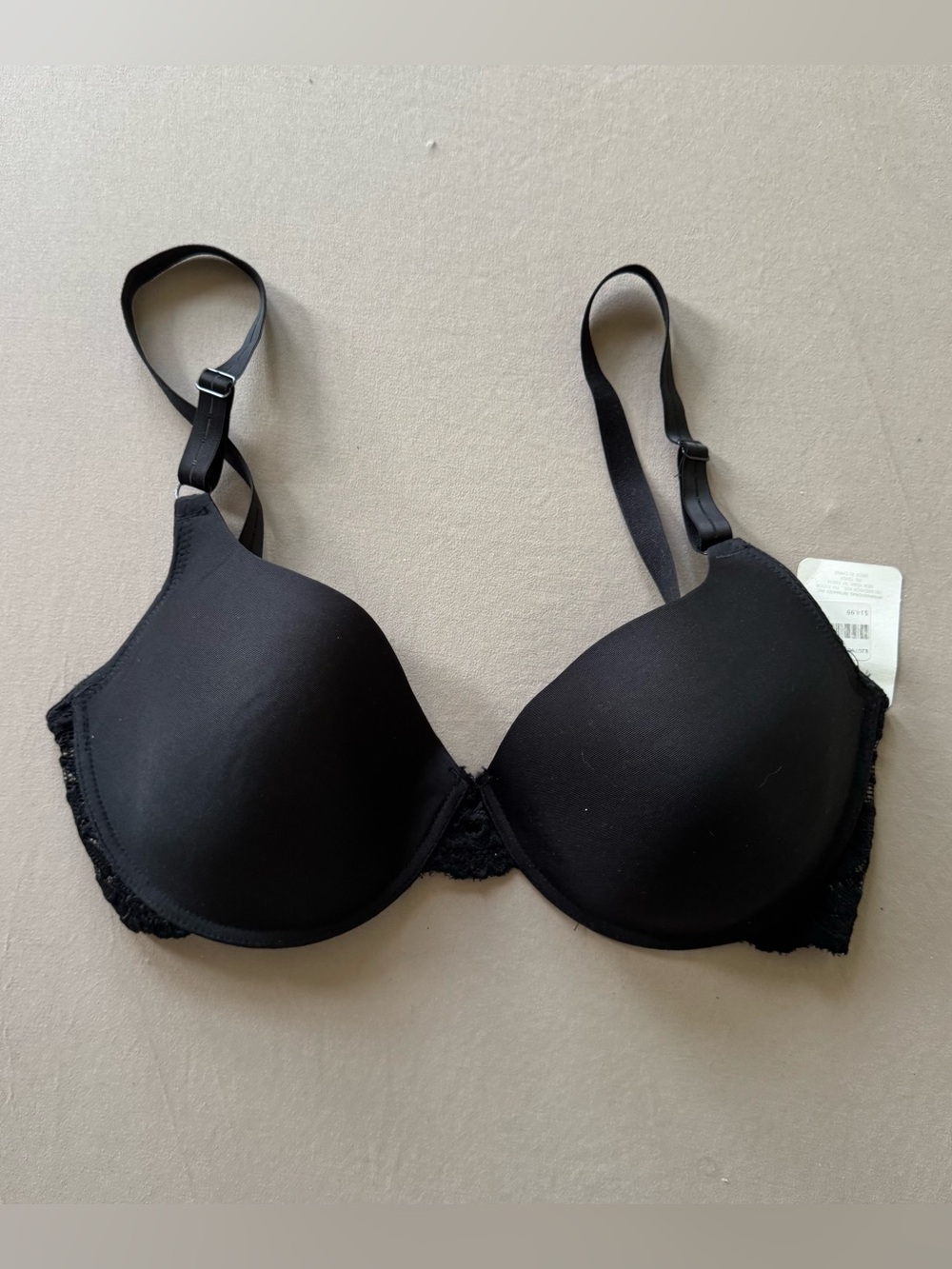 Rene Rofe Lace Trim Padded Plunge Bra